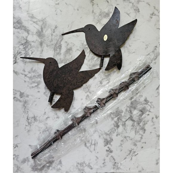 Home & Garden Party Metal HummingBird Garden Stake Set Two Birds Two Stakes - Picture 1 of 6